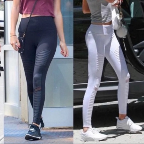 Alo High Waist Motto Leggings Light Gray Size S - Picture 3 of 11